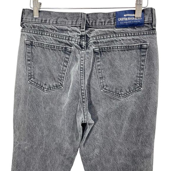 Vintage 90s Bell Bottom Jeans Canyon River Blues Black Stone Wash Denim 32x30 - Picture 9 of 10